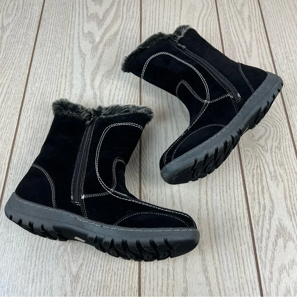 Journee Collection Takani Women's Winter Boots 10 Black Faux Suede/Fur $100